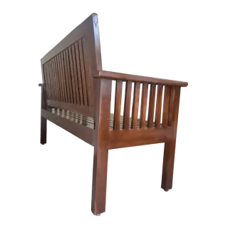 Classic Slatted Teak Wood 3 Seater Sofa
