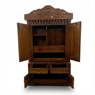 Teak Wardrobe with Handcrafted Flowers