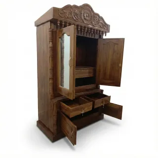 Teak Wardrobe with Handcrafted Flowers