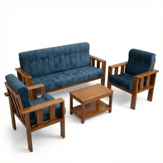 Royal Curve Teak Sofa Set – Solid Teak Wood 3+1+1 Seater