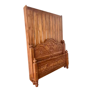 Traditional Handcrafted Solid Teak Wood King Size Cot