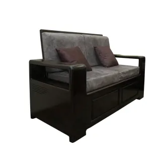 Solid Teak Wood Sofa Set 3+2+1 with Teapoy – Walnut Finish