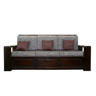 Solid Teak Wood Sofa Set 3+2+1 with Teapoy – Walnut Finish