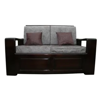 Solid Teak Wood Sofa Set 3+2+1 with Teapoy – Walnut Finish