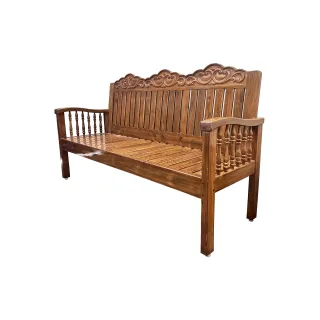 Traditional Carved Teak Wood 3 Seater Sofa