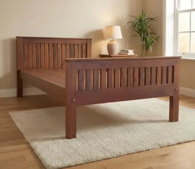 Slatted Teak Wood Single Cot