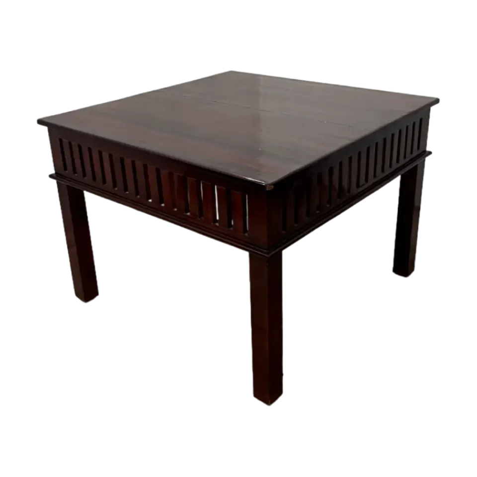 Square Teak Wood 4 Seater Dining Table with Glossy Finish