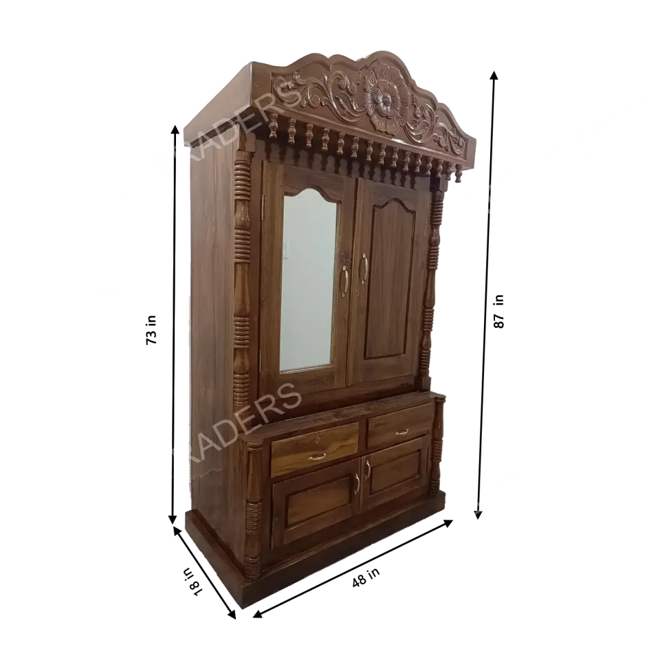 Teak Wardrobe with Handcrafted Flowers