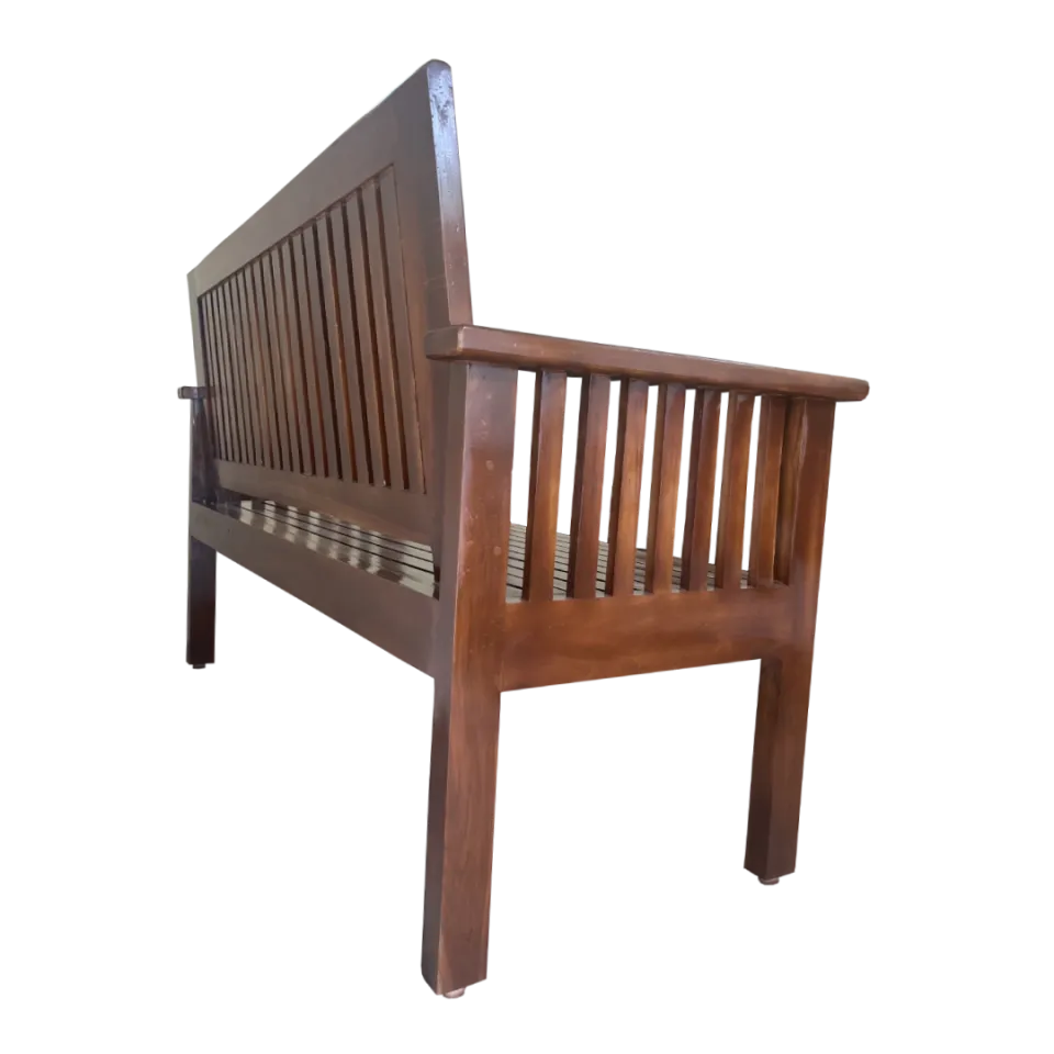 Classic Slatted Teak Wood 3 Seater Sofa