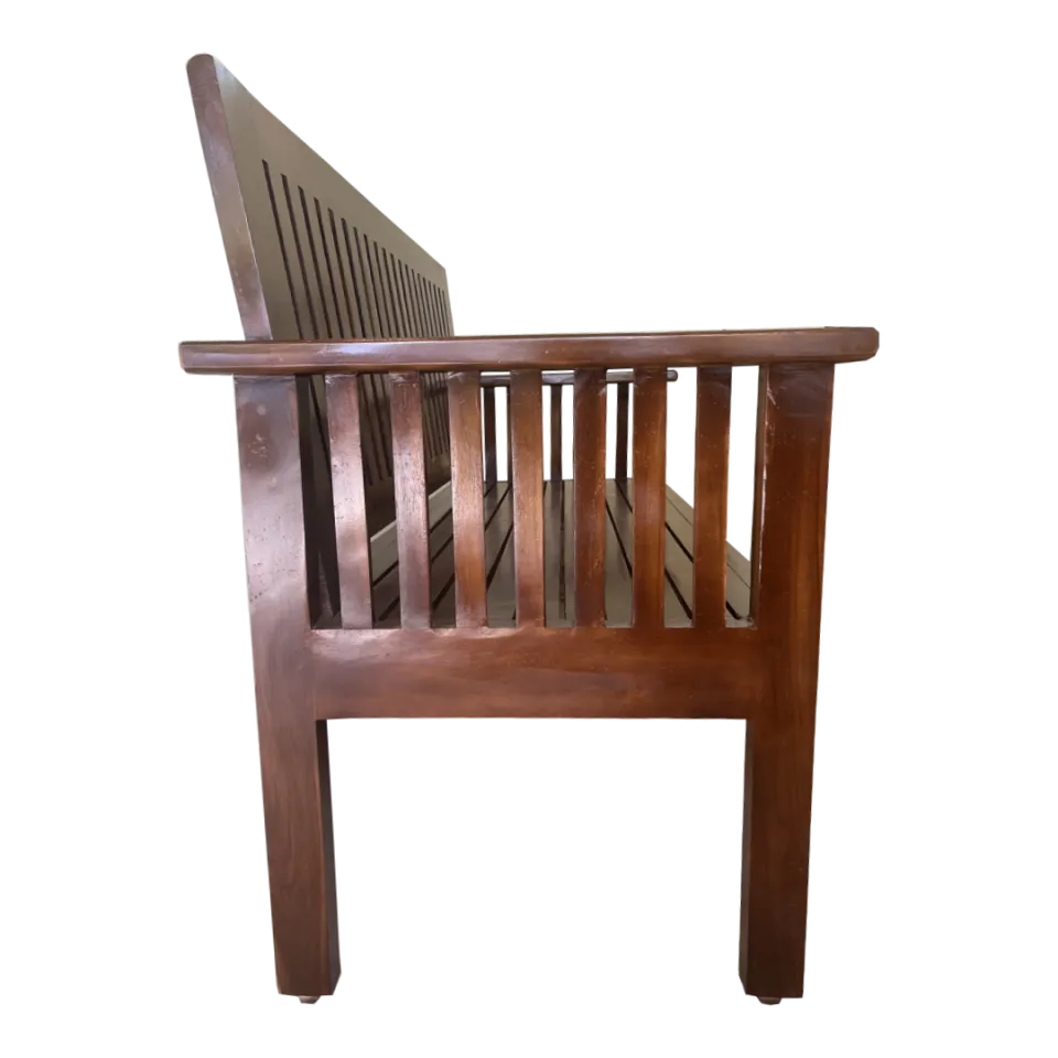 Classic Slatted Teak Wood 3 Seater Sofa