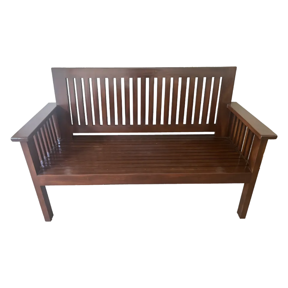 Classic Slatted Teak Wood 3 Seater Sofa