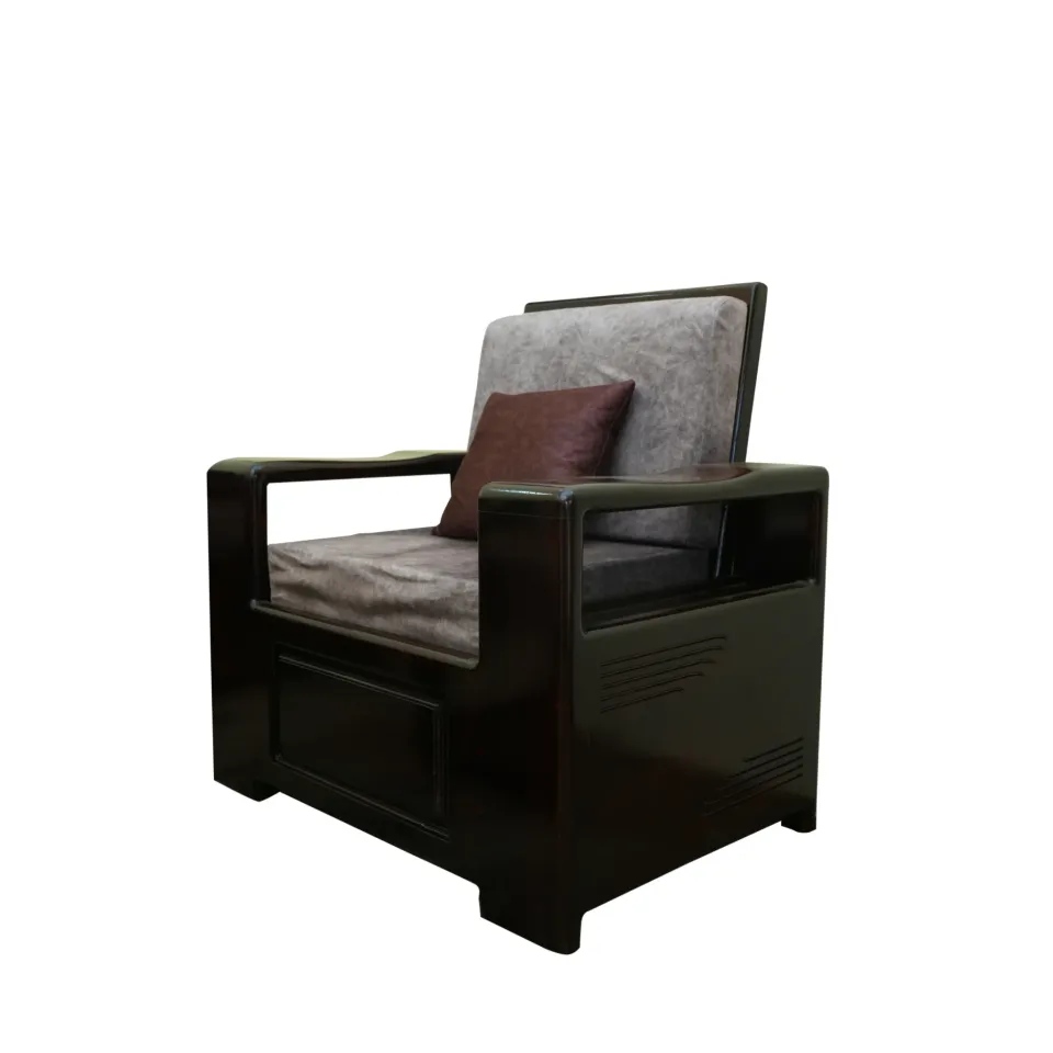Solid Teak Wood Sofa Set 3+2+1 with Teapoy – Walnut Finish