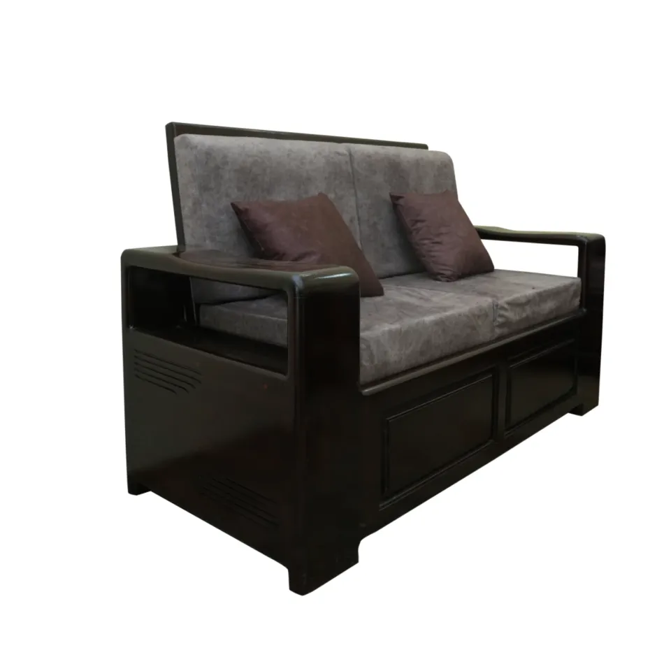 Solid Teak Wood Sofa Set 3+2+1 with Teapoy – Walnut Finish