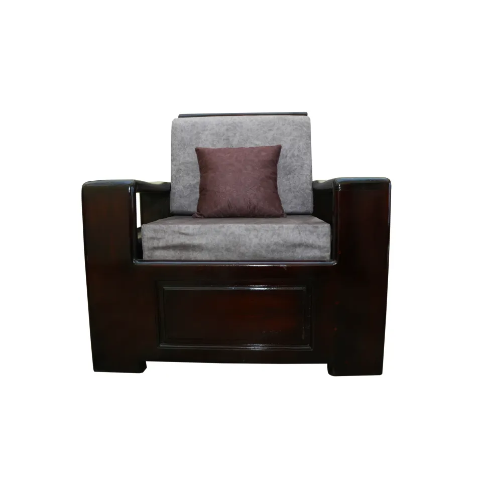 Solid Teak Wood Sofa Set 3+2+1 with Teapoy – Walnut Finish